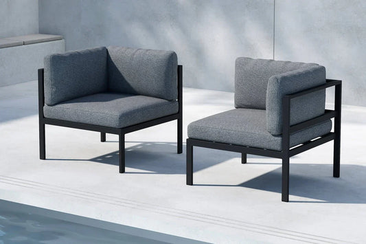 Gartenbank Eckmodul Nero - Aus Aluminium in Schwarz, Braun und Beige