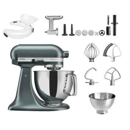 KitchenAid 4,8 L 5KSM175 Artisan Küchenmaschine Meatlover mit Ganzmetall- Fleischwolf und Spritzgebäckvorsatz