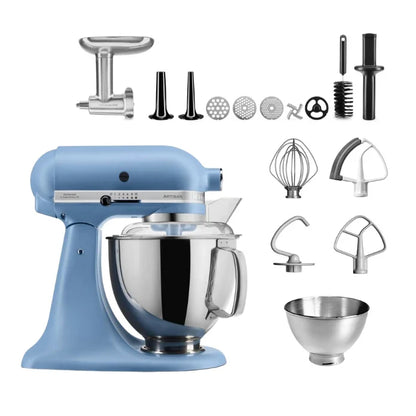KitchenAid 4,8 L 5KSM175 Artisan Küchenmaschine Meatlover mit Ganzmetall- Fleischwolf und Spritzgebäckvorsatz